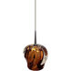 Aurora LED 4.5 inch Chrome Pendant Ceiling Light in Amber Glass