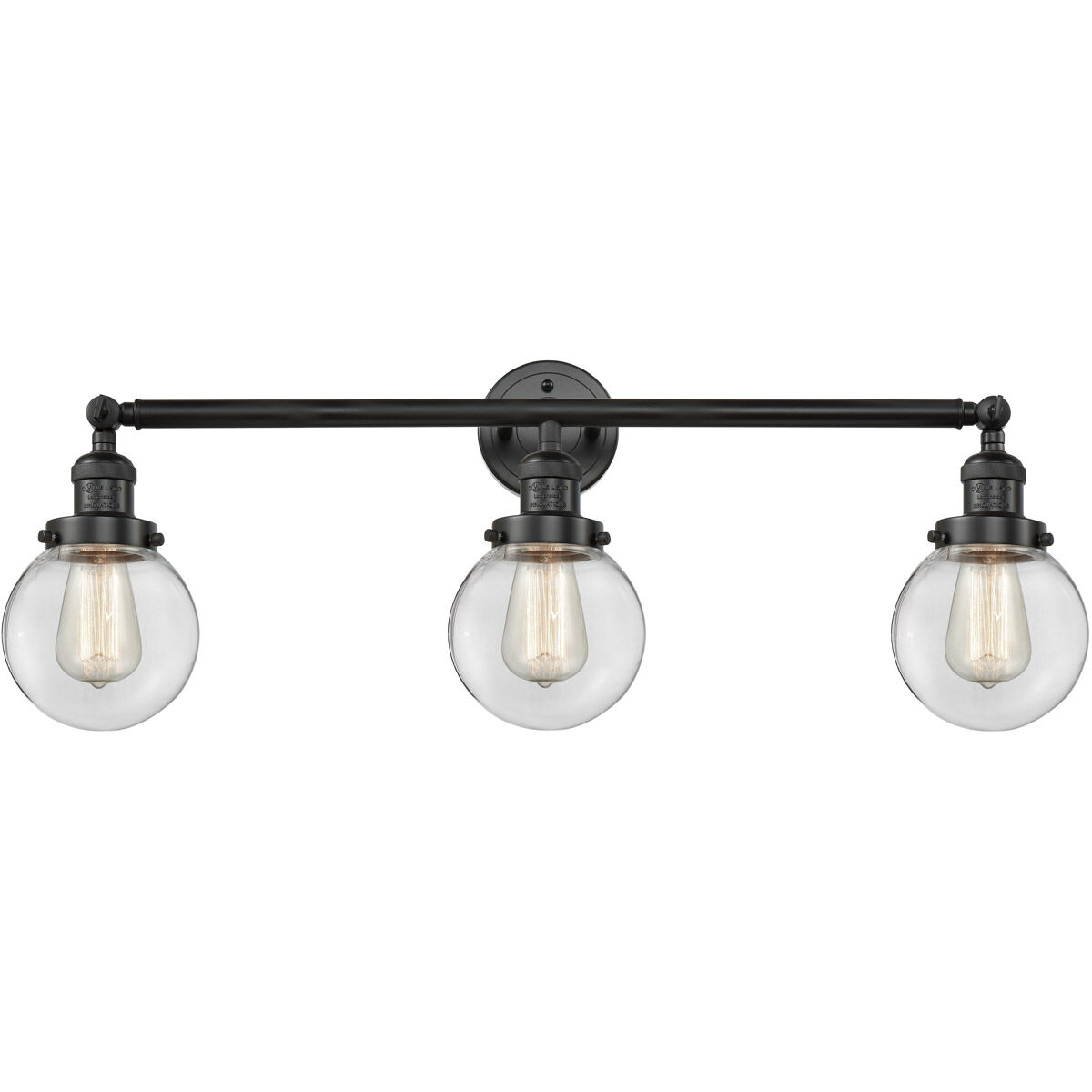 Franklin Restoration Beacon LED 30 inch Matte Black Bath Vanity Light Wall Light in Clear Glass, Franklin Restoration