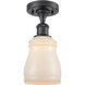 Edison Ellery 1 Light 4.75 inch Matte Black Semi-Flush Mount Ceiling Light in White Glass