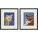 Cheetah Tiger Blue and Purple and Multi and Black Framed Art