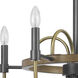 Seagrove 4 Light 24 inch Antique Brass and Dark Bronze and Wood Chandelier Ceiling Light, Candelabra Style