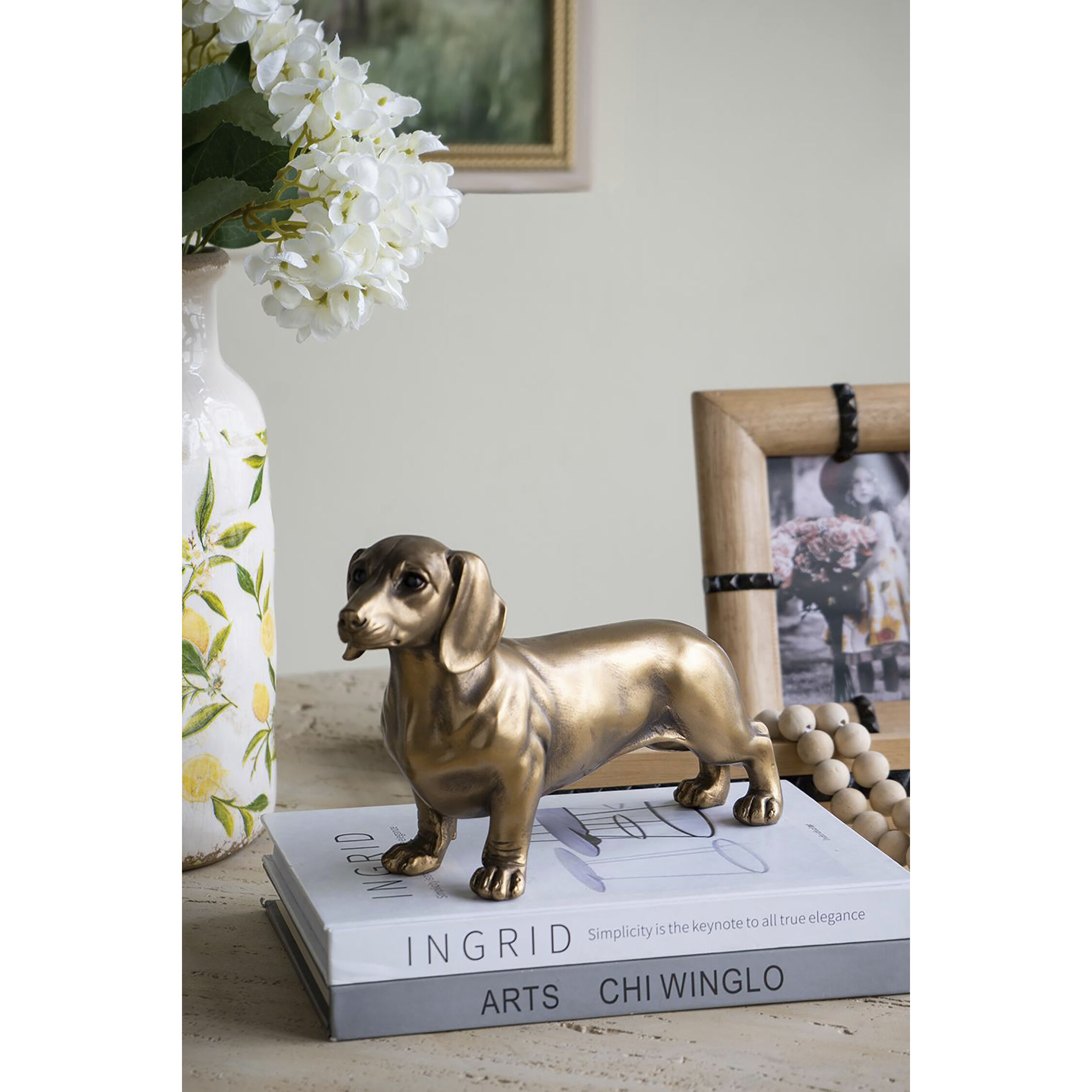 Lifelike Dachshund Copper Figurine