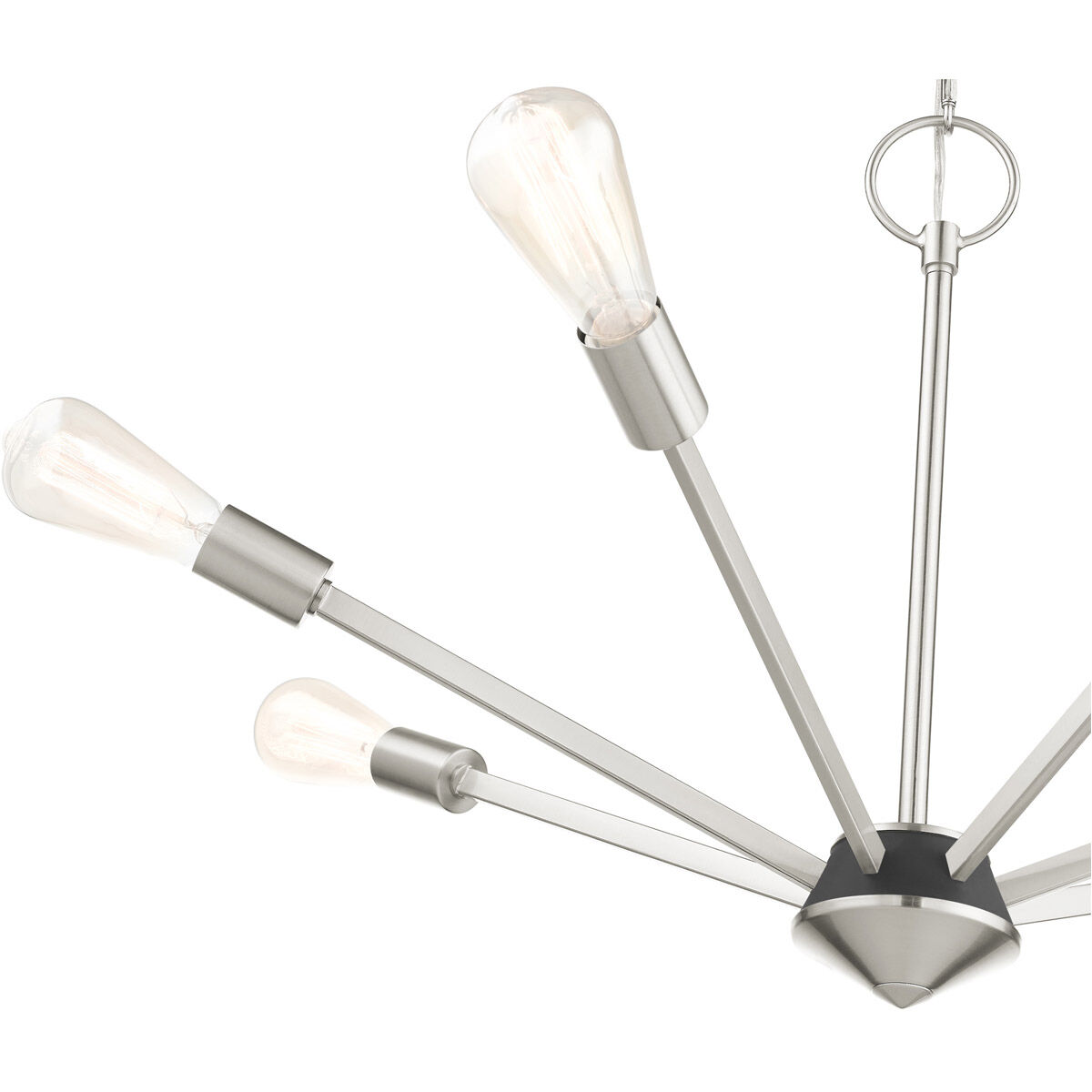 Prague 7 Light 29 inch Brushed Nickel with Black Accents Chandelier Ceiling Light