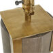 Bronx 29 inch Brushed Antique Brass and Dark Brown Leather with Beige Linen Table Lamp Portable Light