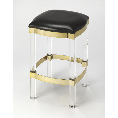 Butler Loft Jordan Acrylic & Black Leather 24 inch Black Leather Barstool