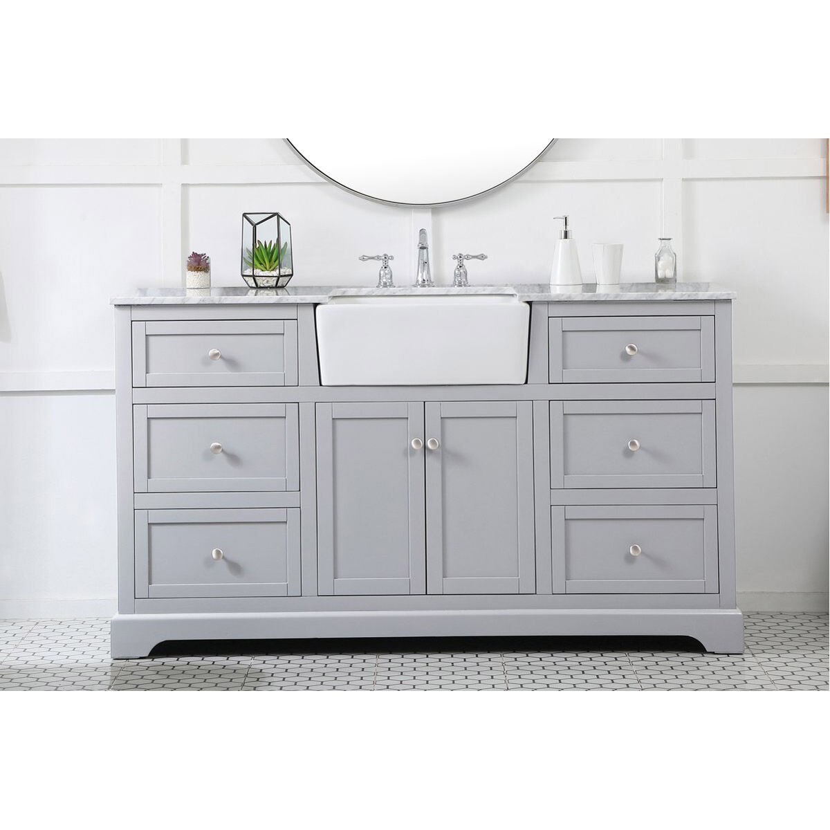Franklin 60 X 22 X 35 inch Grey Bathroom Vanity Cabinet
