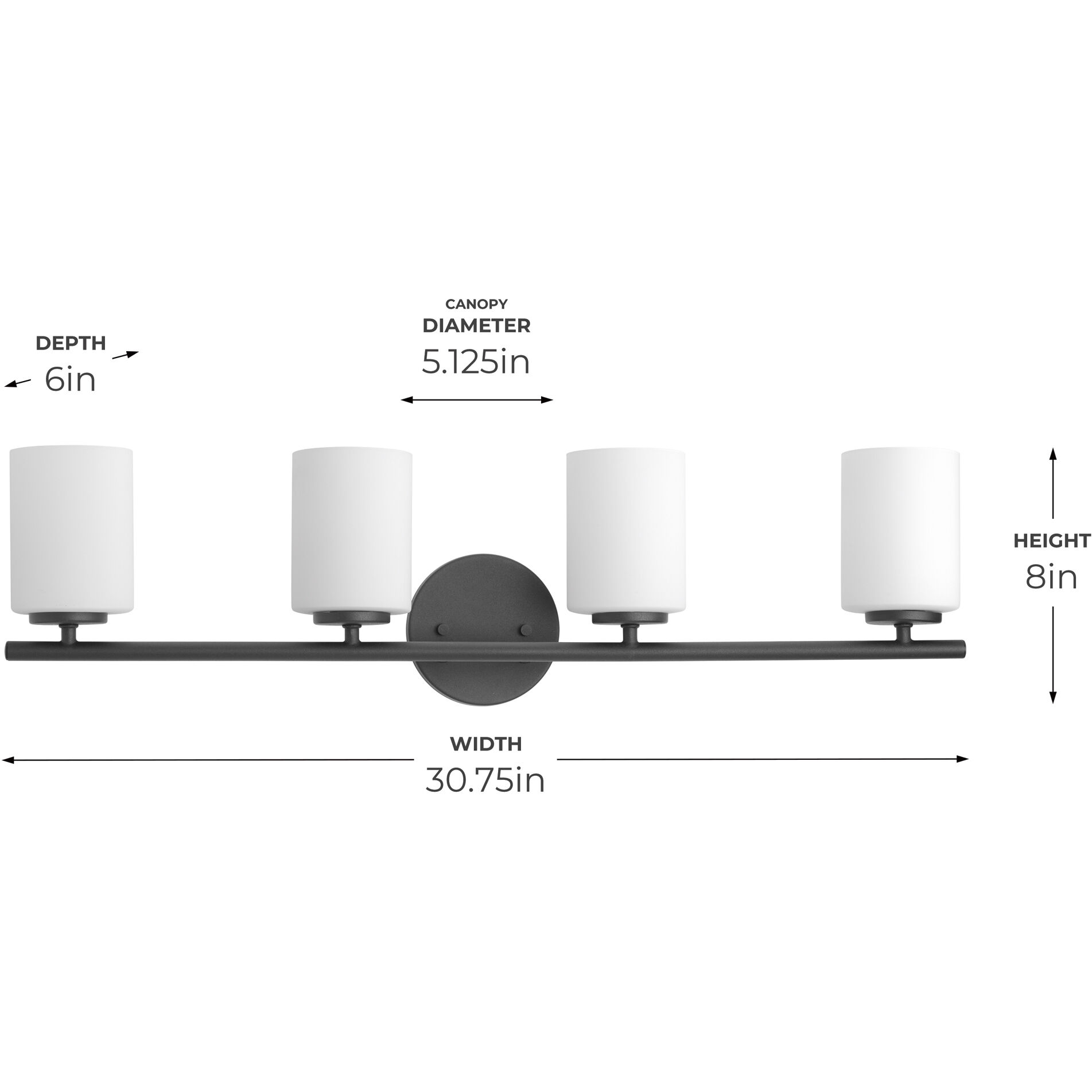 Replay 4 Light 31.13 inch Black Bath Vanity Wall Light