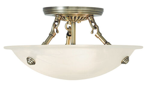 Oasis 3 Light 12 inch Antique Brass Semi-Flush Mount Ceiling Light