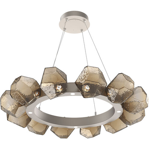 Gem LED 36 inch Beige Silver Chandelier Ceiling Light in Metallic Beige Silver, Bronze, 2700K LED, Radial Ring