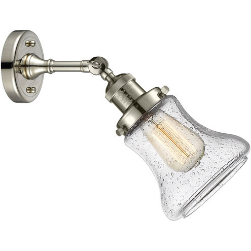 Franklin Restoration Bellmont LED 7 inch Polished Nickel Sconce Wall Light in Seedy Glass, Franklin Restoration