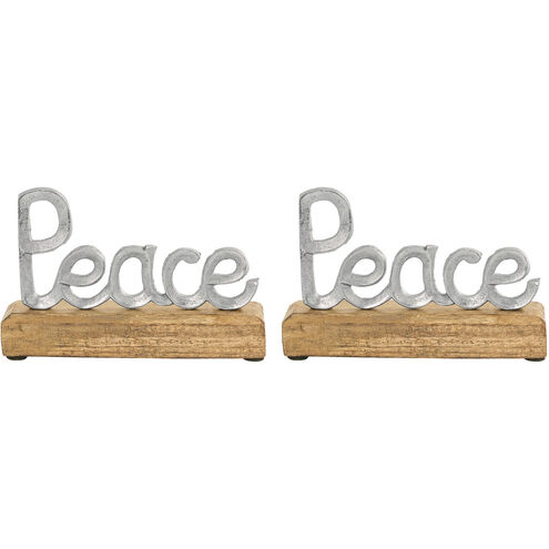 Season's Greetings Silver with Natural Holiday Table Decor, Peace