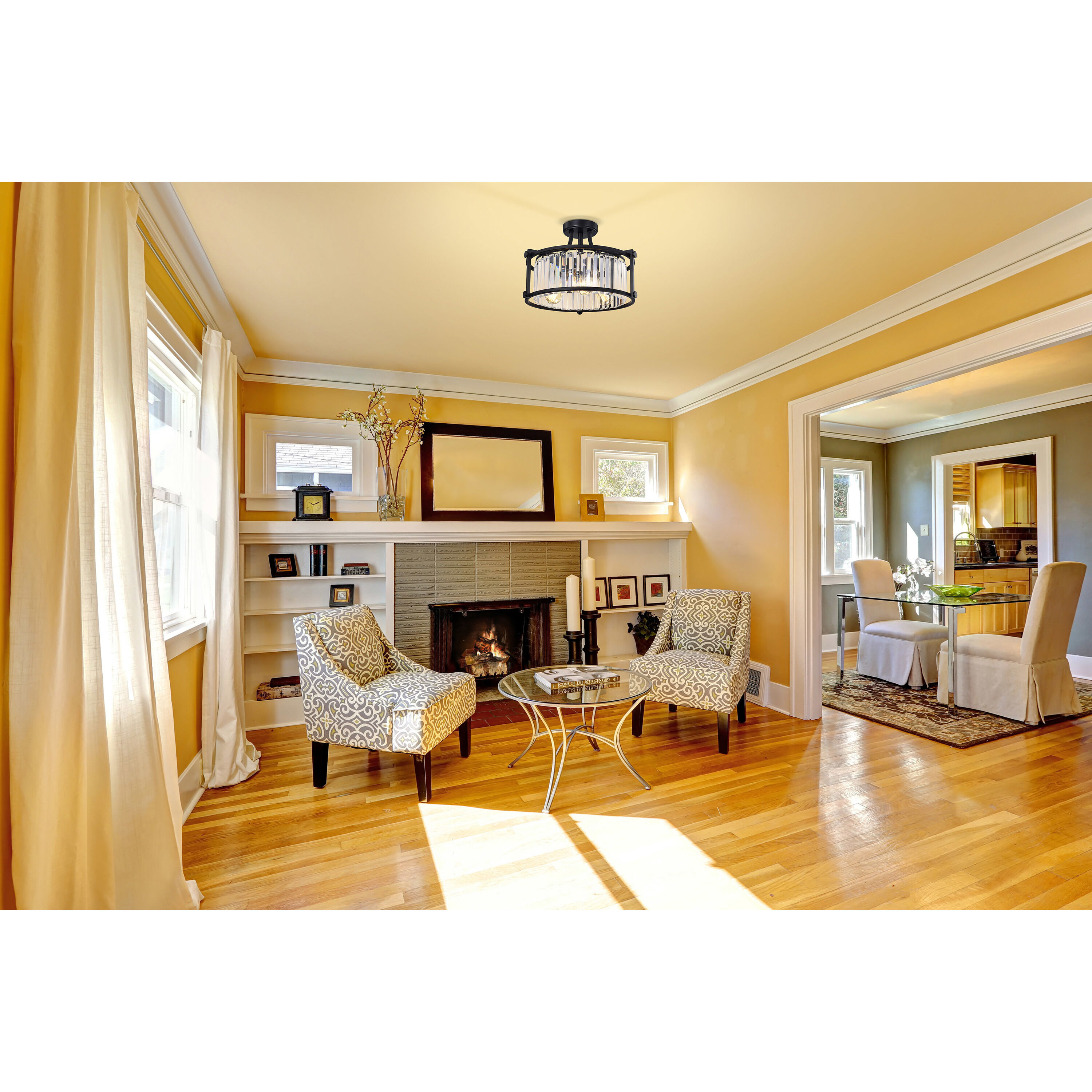 Krys 3 Light 17.75 inch Aged Bronze Semi Flush Mount Ceiling Light