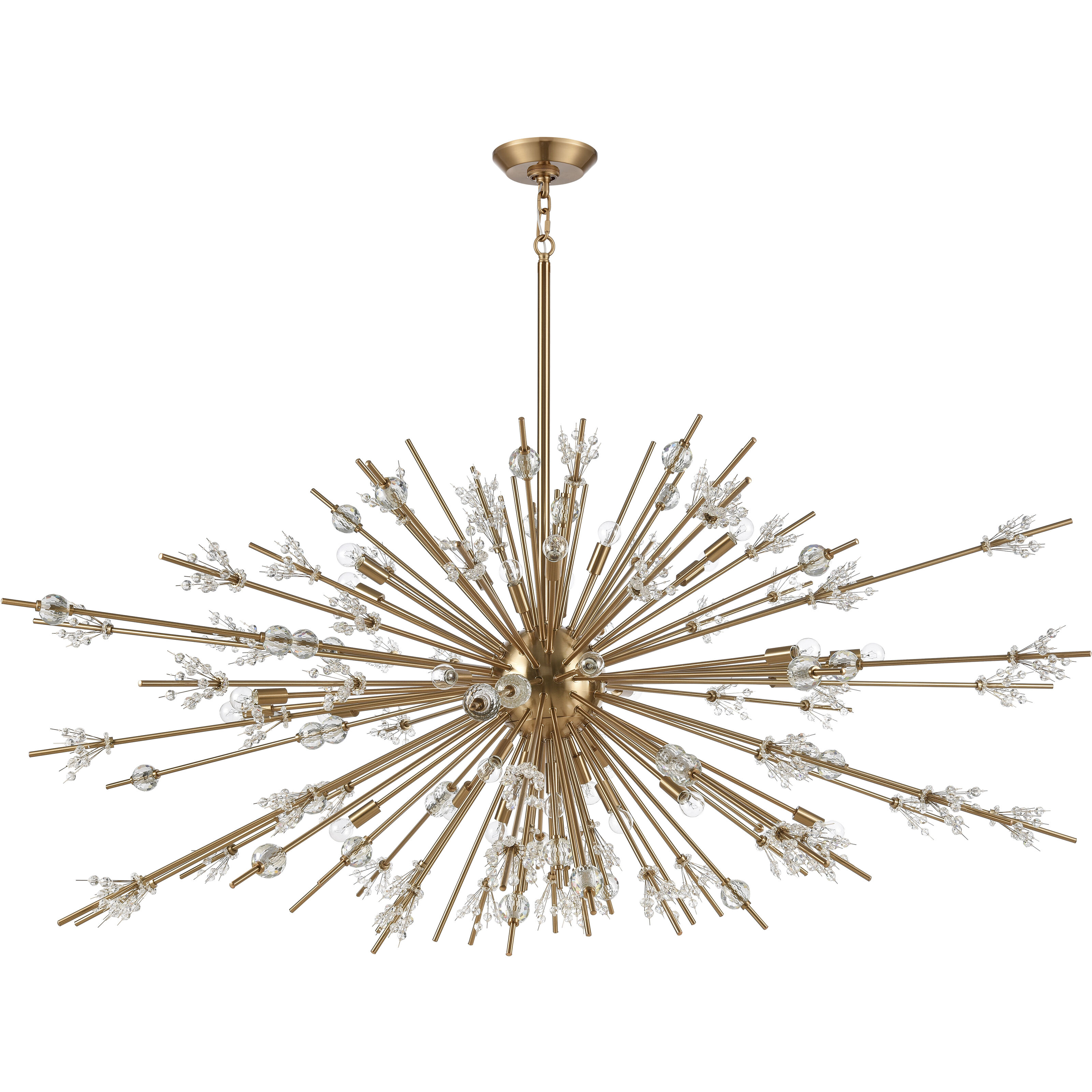 Starburst 31 Light 72 inch Satin Brass Chandelier Ceiling Light