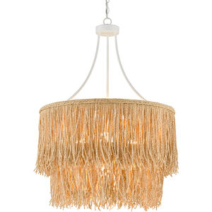 Samoa 4 Light 31 inch Gesso White/Natural Rope Two-Tiered Chandelier Ceiling Light