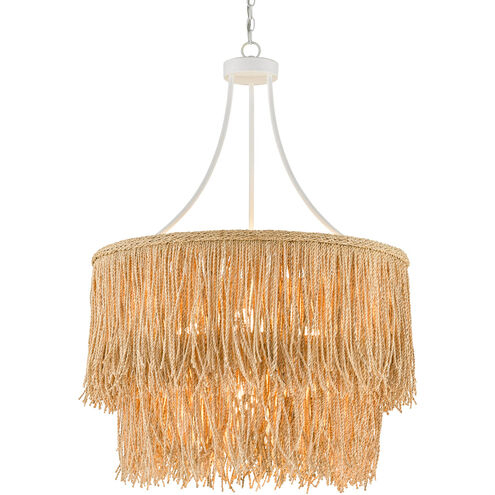 Samoa 4 Light 31 inch Gesso White/Natural Rope Two-Tiered Chandelier Ceiling Light