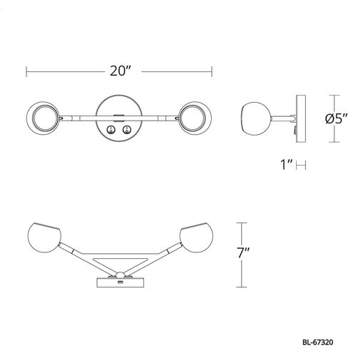 Duplex Reading Light Wall Light in Black, dweLED