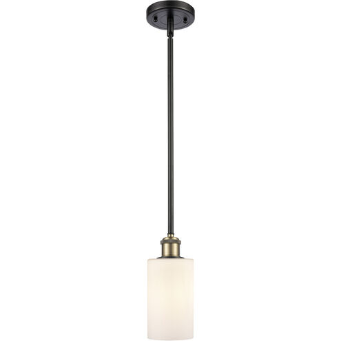 Ballston Clymer LED 3.88 inch Black Antique Brass Pendant Ceiling Light in Matte White Glass, Ballston