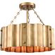 Clausten 3 Light 17 inch Natural Brass Semi Flush Mount Ceiling Light