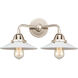 Nouveau 2 Halophane LED 17 inch Polished Nickel Bath Vanity Light Wall Light in Matte White Halophane Glass