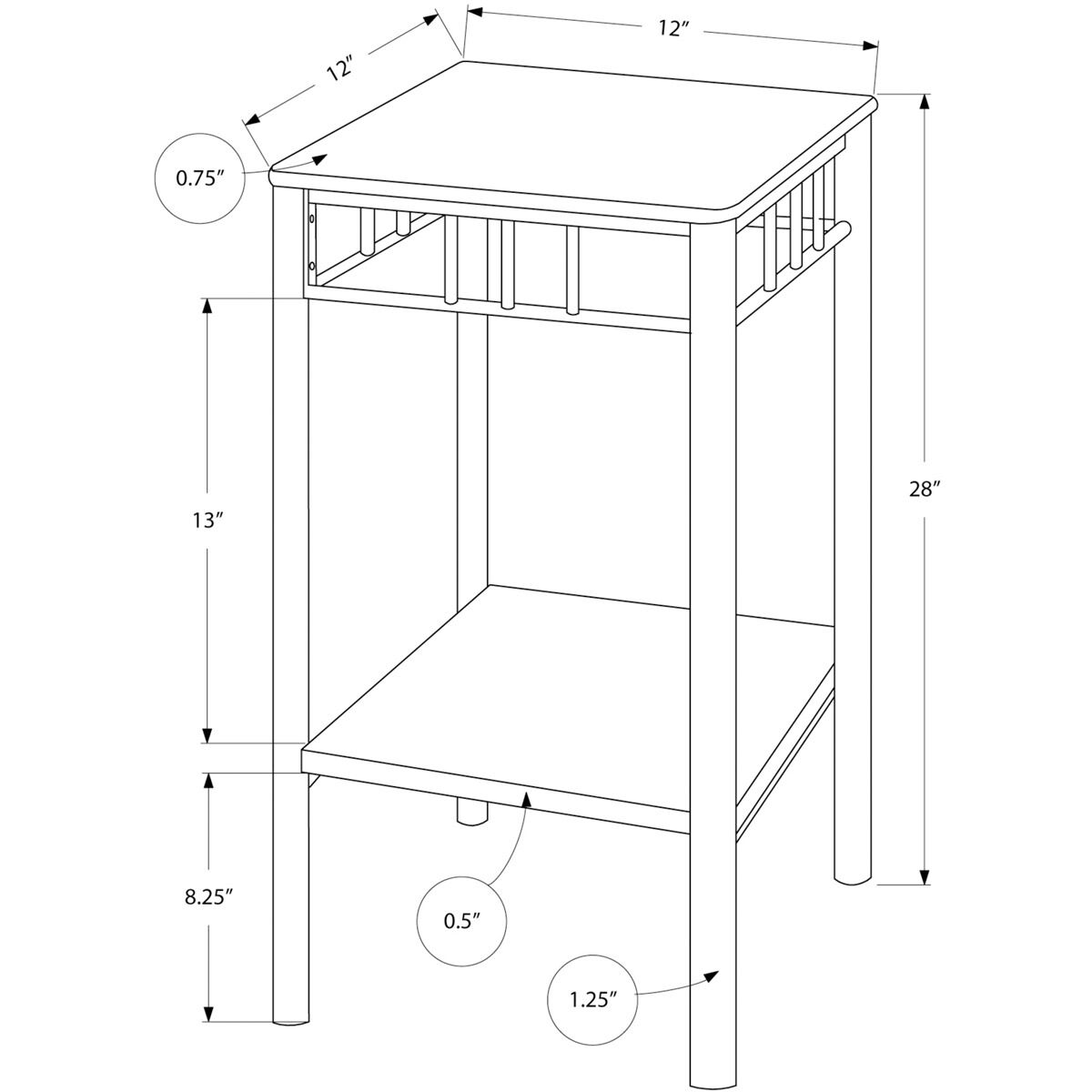 Downingtown Black and Silver Accent Table or Plant Stand