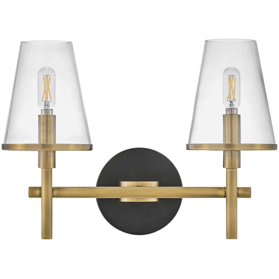 Marten 2 Light 15 inch Heritage Brass Bath Light Wall Light