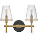 Marten 2 Light 15 inch Heritage Brass Bath Light Wall Light