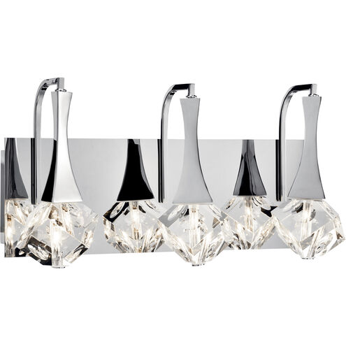 Rockne LED 17.75 inch Chrome Bathroom Vanity Light Wall Light, 3 Arm