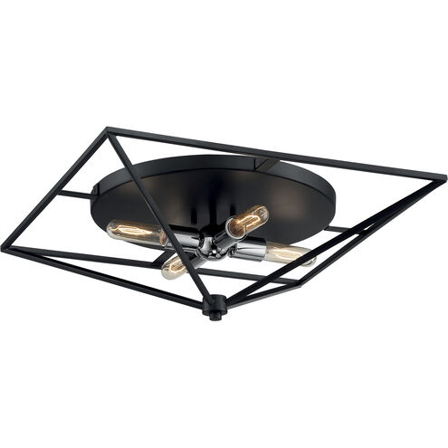 Legend 4 Light 22 inch Black and Polished Nickel Flush Mount Fixture Ceiling Light