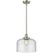 Ballston X-Large Bell LED 8 inch Brushed Satin Nickel Pendant Ceiling Light in Seedy Glass, Ballston
