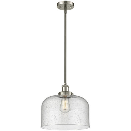 Ballston X-Large Bell LED 8 inch Brushed Satin Nickel Pendant Ceiling Light in Seedy Glass, Ballston