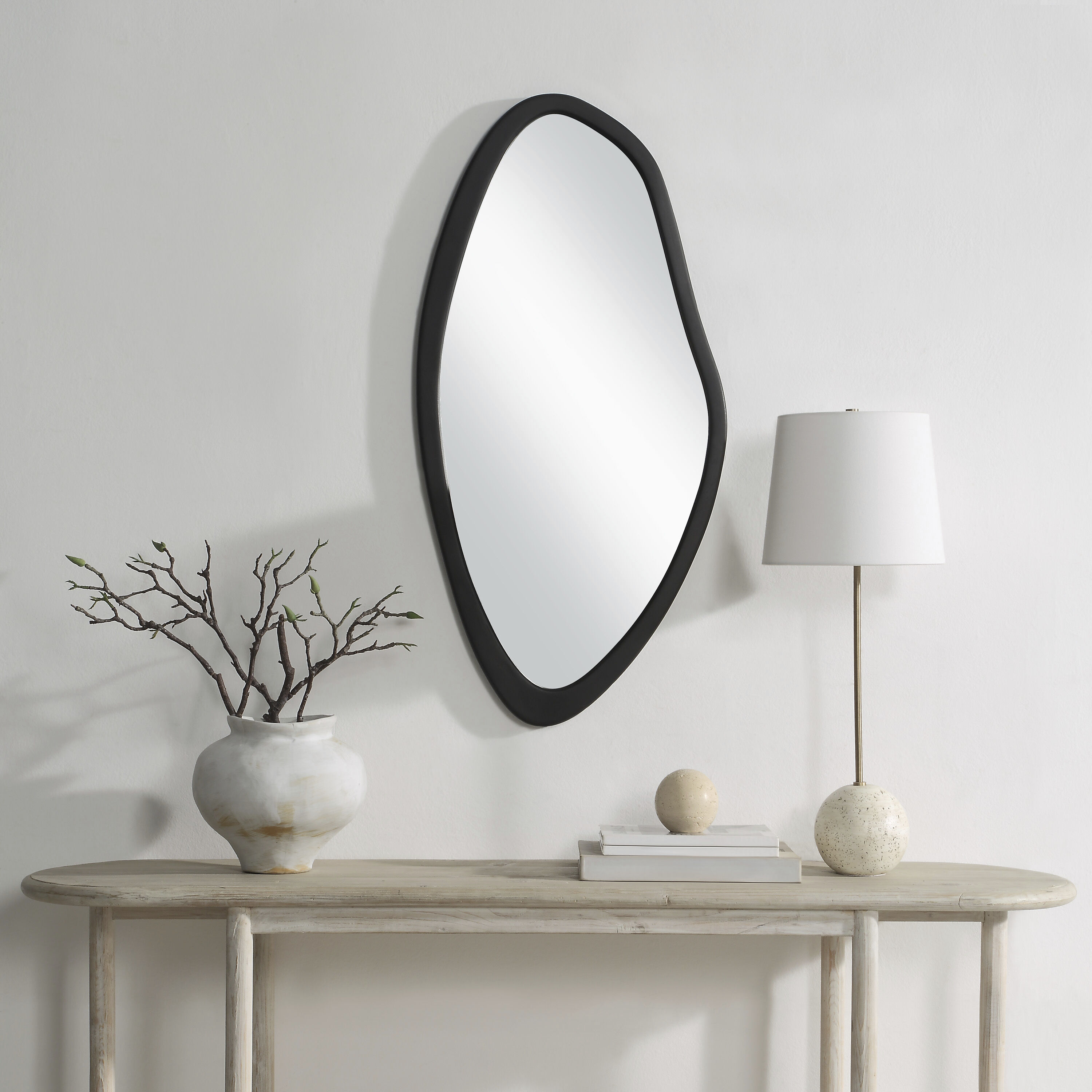 Trani 40 X 19.75 inch Matte Black Wall Mirror