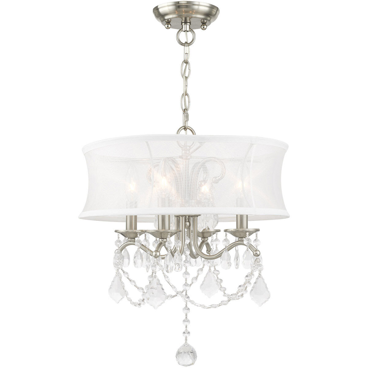 Newcastle 4 Light 16 inch Brushed Nickel Convertible Mini Chandelier/Ceiling Mount Ceiling Light