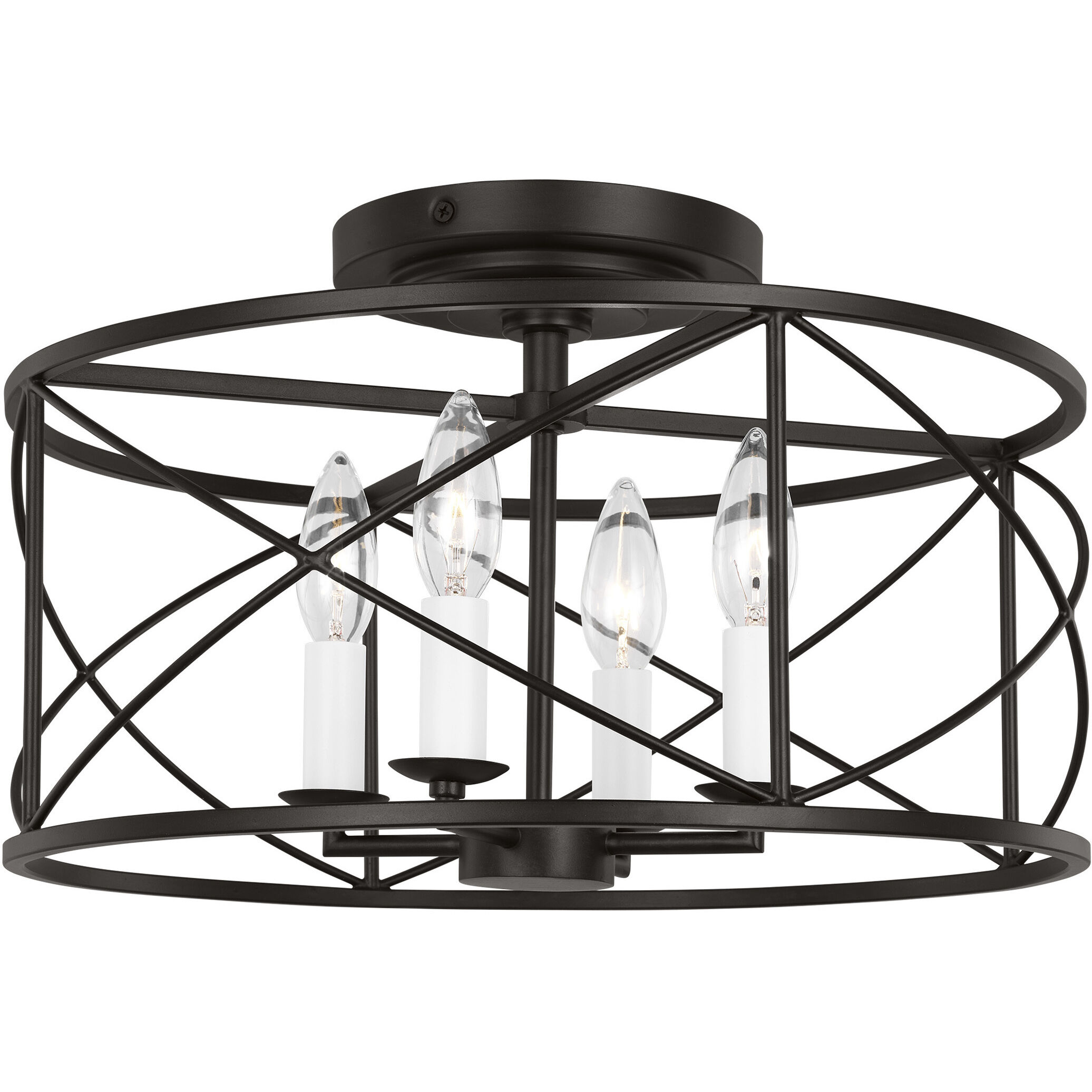 C&M by Chapman & Myers Beatrix 4 Light 15 inch Aged Iron Semi-Flush Mount Ceiling Light
