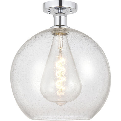 Edison Athens 1 Light 12 inch Brushed Satin Nickel Semi-Flush Mount Ceiling Light in Seedy Glass