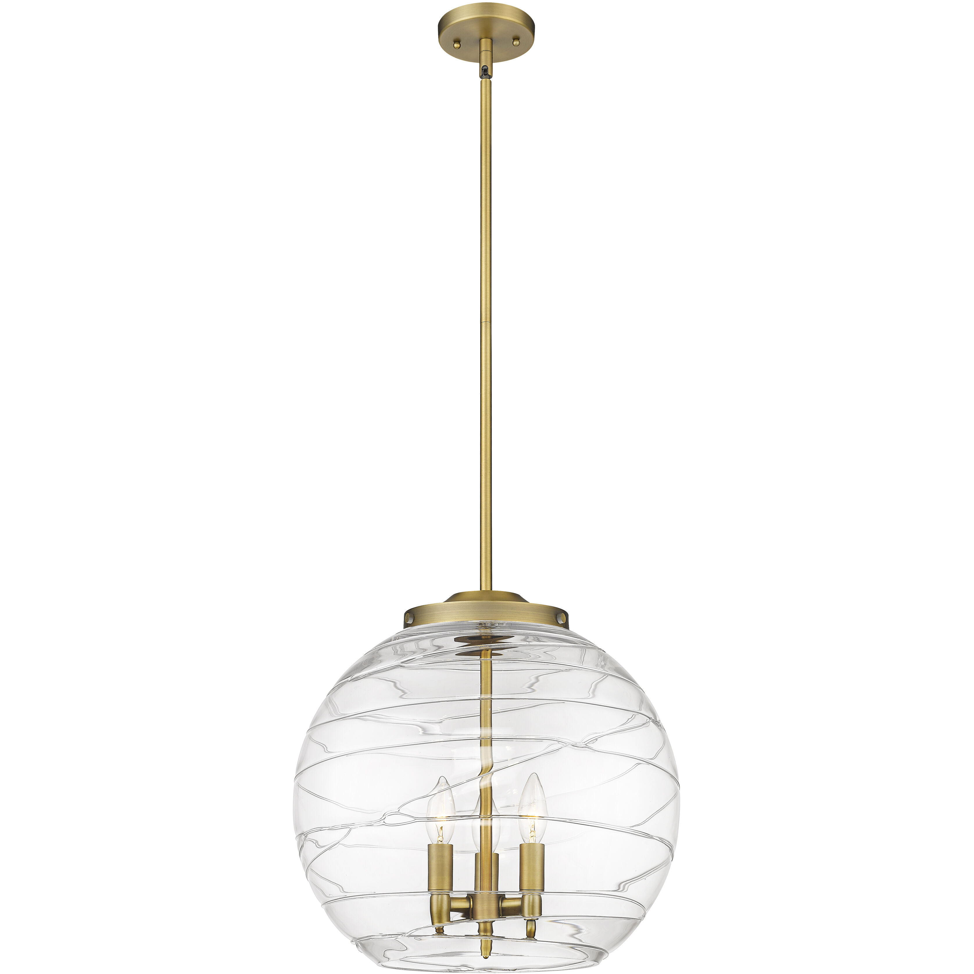 Ballston Athens Deco Swirl LED 15.75 inch Brushed Brass Statement Pendant Ceiling Light in Clear Deco Swirl