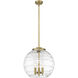 Ballston Athens Deco Swirl LED 15.75 inch Brushed Brass Statement Pendant Ceiling Light in Clear Deco Swirl