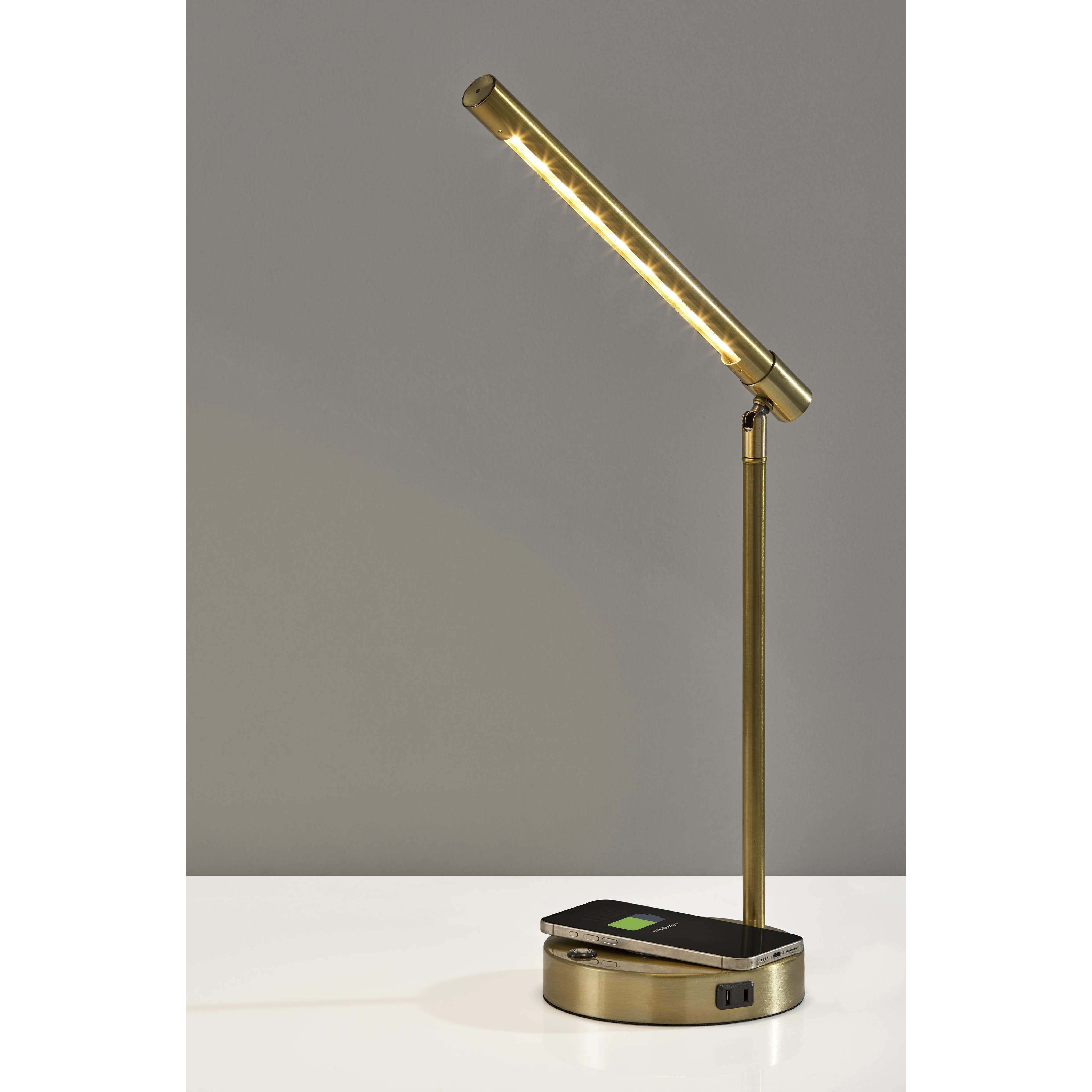 Dax 16 inch 9.00 watt Antique Brass Wireless Charging Desk Lamp Portable Light