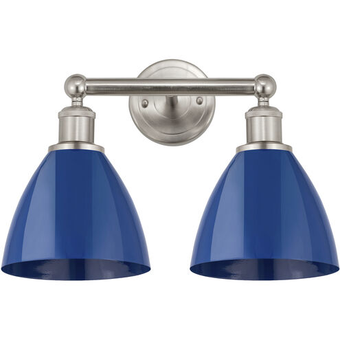 Plymouth Dome 2 Light 16.5 inch Brushed Satin Nickel Bath Vanity Light Wall Light in Blue