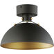 Dawn 1 Light 12 inch Antique Brass and Black Semi-Flush Mount Ceiling Light