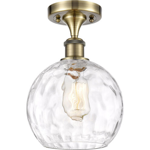 Ballston Athens Water Glass LED 8 inch Antique Brass Semi-Flush Mount Ceiling Light