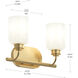 Reines 2 Light 14.75 inch Brushed Gold Bath Vanity Wall Light