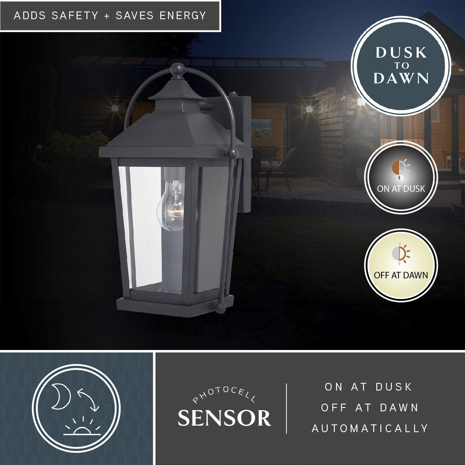 Lexington LED 14.5 inch Textured Black Outdoor Wall