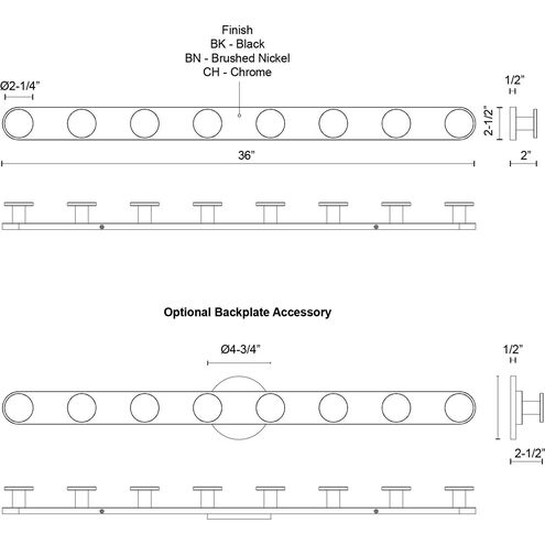 Edna LED 38.58 inch Black Bath Vanity Light Wall Light