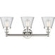Cone 3 Light 24.5 inch Polished Nickel and Seedy Bath Vanity Light Wall Light