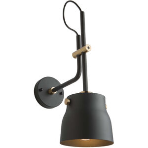 Euro Industrial 1 Light 10.25 inch Matte Black and Harvest Brass Wall Sconce Wall Light