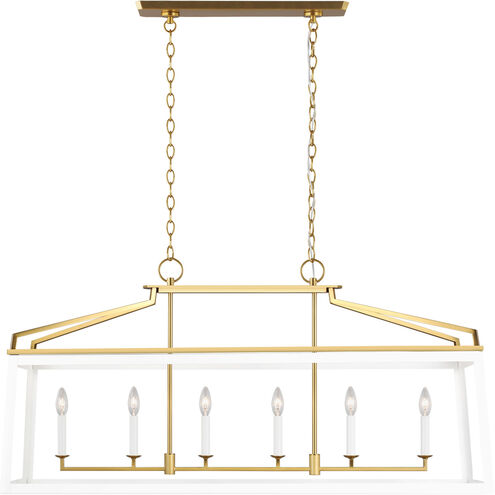 C&M by Chapman & Myers Carlow 6 Light 48.13 inch Matte White Linear Chandelier Ceiling Light in Matte White / Burnished Brass