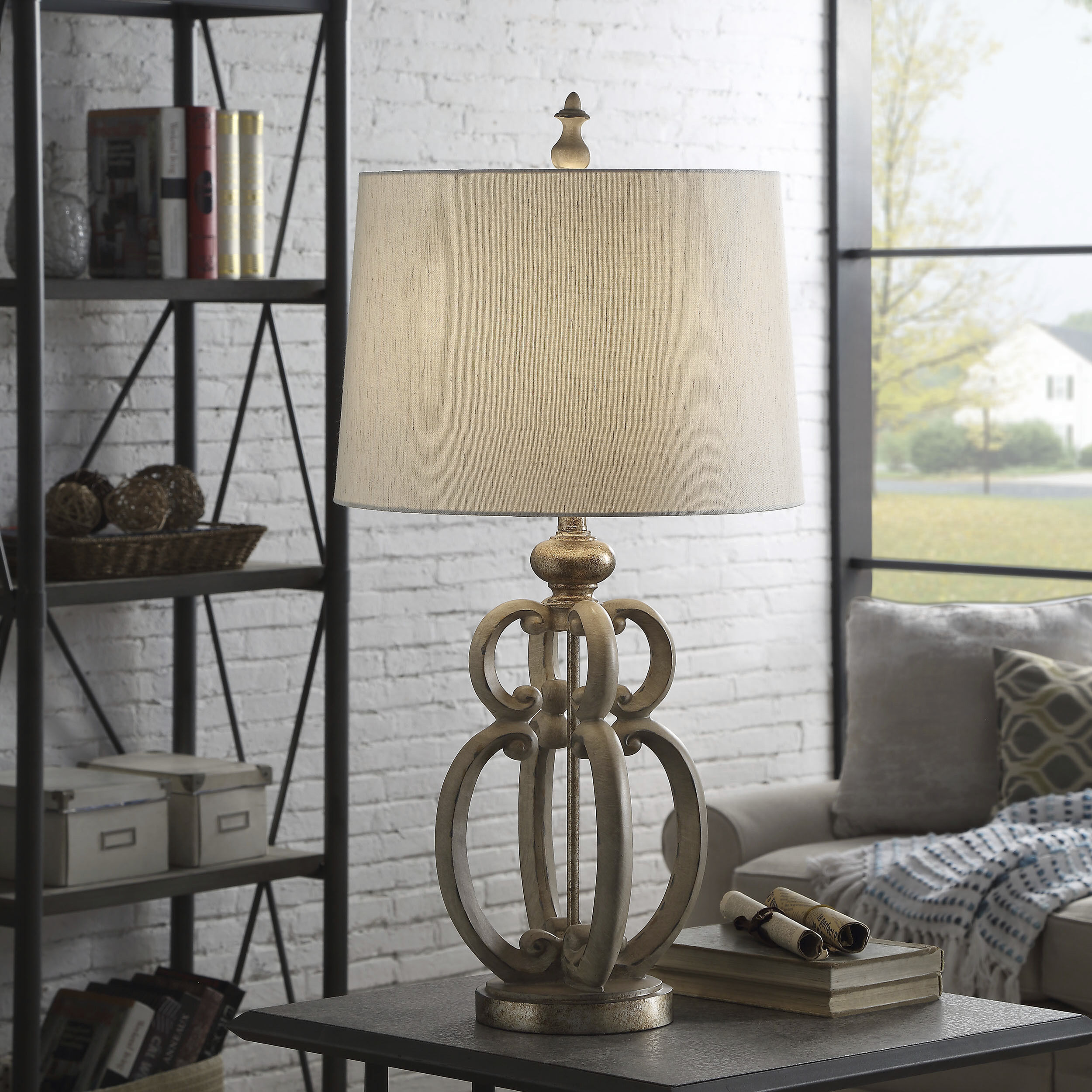 Signature 34 inch 150 watt Tuscana Cream Table Lamp Portable Light