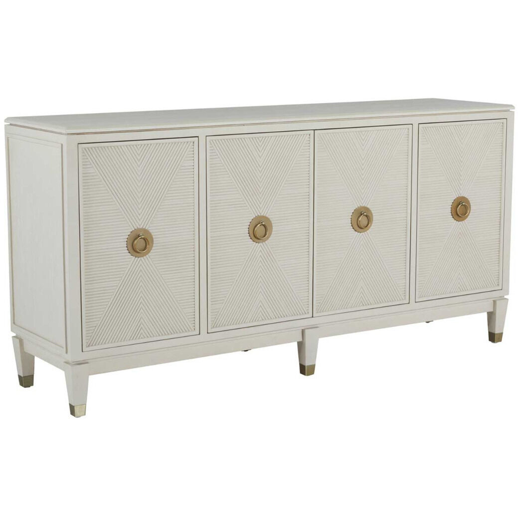 Strella Stainless Champagne / Cerused White Cabinet