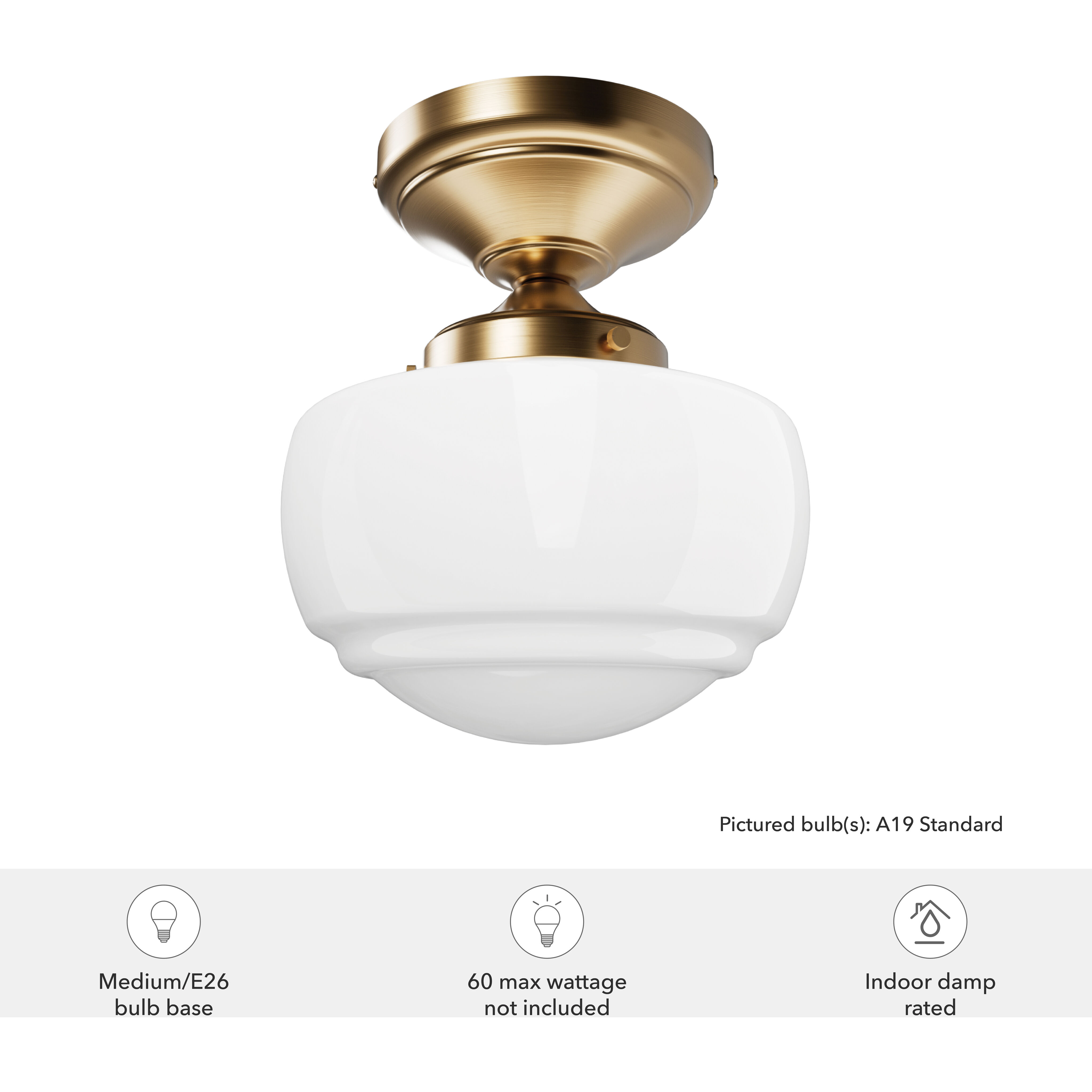 Saddle Creek 1 Light 7.5 inch Alturas Gold Semi Flush Mount Ceiling Light