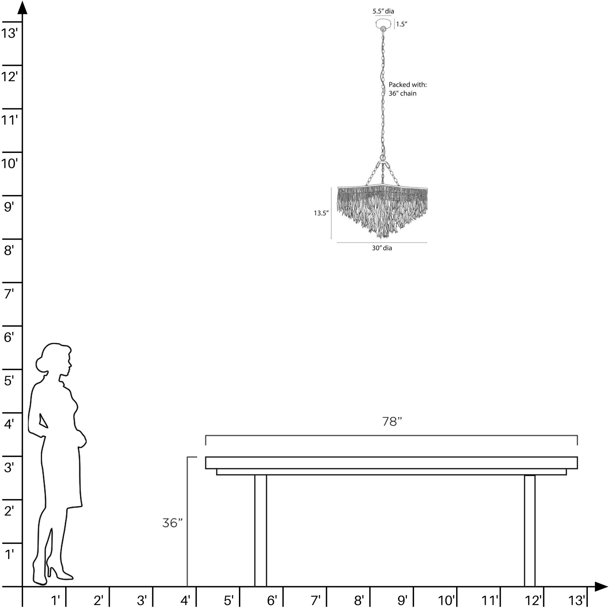 Josephine 6 Light 30 inch Natural and White Chandelier Ceiling Light